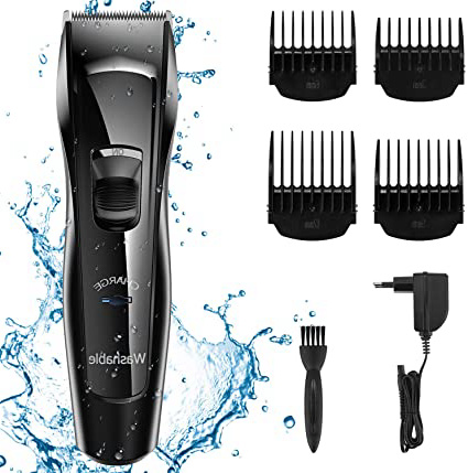 Babacom Cortapelos Hombre, Maquina Cortar Pelo Profesional Todo el Cuerpo Lavable, Impermeable IPX6 & Recargable & Inalámbrico Maquina Afeitar Barba con 4 Peines Guía y Cepillo de Limpieza