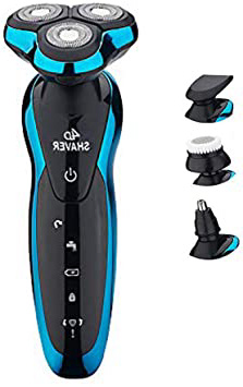 Garing 4 en 1 máquina de afeitar eléctrica recargable Máquina de afeitar de los hombres Máquina de afeitar giratoria para hombres Barba seca húmeda sin cuerda, Nariz, Oreja, Corta el cabello
