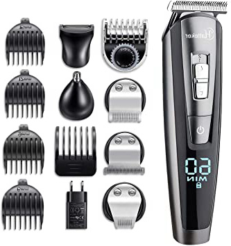 Hatteker Barbero Electrico Cortapelos Profesional Hombre Cortador Pelo Cortadora de Pelo Recargable Máquina de Afeitar Recortadora Barba y Precisión Impermeable 5 en 1