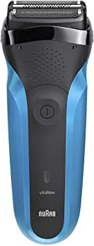 Braun Series 3 310 Afeitadora Eléctrica, Maquinilla Wet & Dry para Barba Hombre con 3 Láminas Flexibles, Recargable e Inalámbrica, Lavable, Negro/Azul