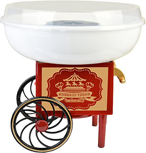 Gadgy ® Maquina de Algodón de Azúcar | Cotton Candy Machine para Casa | USA Azúcar Normal o Caramelos Duros | Estilo Retro para Fiesta y Ocasiones Especiales | Igual Que la Feria!