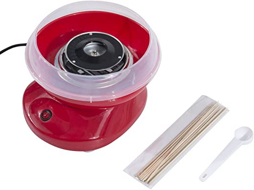 HOMCOM Máquina para Nubes de Algodón de Azucar Acero Inox. y Aluminio 450W 27x26x18cm (Rojo)