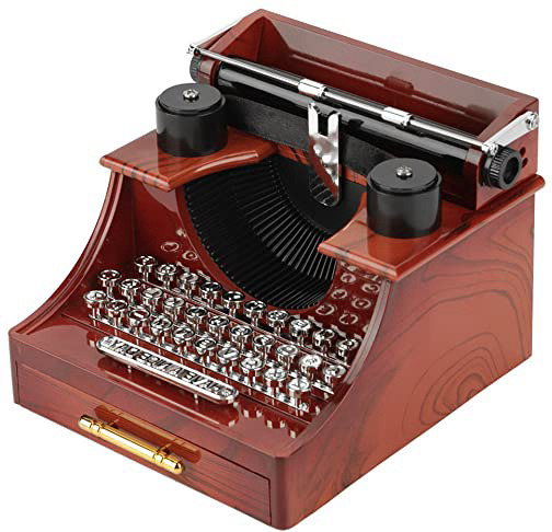 Mini Vintage Style Máquina de Escribir Clockwork Music Box Juguetes Retro Creativos Decoración de Mesa de Regalo