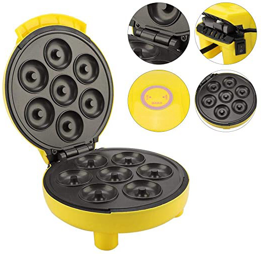 Máquina de Rosquilla Antiadherente Eléctrico, Máquina de Hacer Buñuelos Mini, Máquina de Donuts, Donutera Gofrera Electrica, Molde de Buñuelo Herramienta para Hornear para Casa Enchufe de la UE