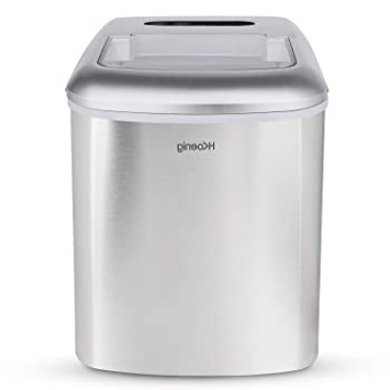 Máquina silenciosa para Hacer Hielo, 120 W, Capacidad 12 kg, Entre 10 y 13 Minutos, 2 Tamaños de Cubitos, Gris, Acero Inoxidable. H.Koenig_KB20