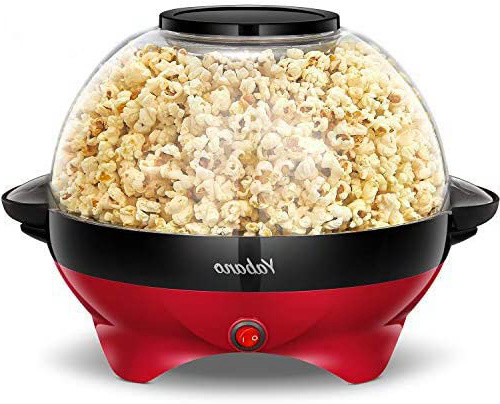 Yabano Palomitero, 800W Máquina de Palomitas, Superficie de Calentamiento Extraíble, Antiadherente, 5 Litros, Tapa Grande para Servir y Almacenamiento Cómodo,sin BPA