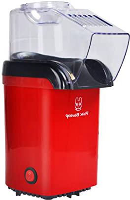 LKSIING Máquina de Palomitas con Aire Caliente en 3 Minutos 1100W para Unas Palomitas Libres de Grasas Rojo
