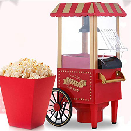 LKSIING Palomitero 1200W Retro Máquina de Palomita con Aire Caliente Sin Grasa Aceita Rápido y Fácil Rojo