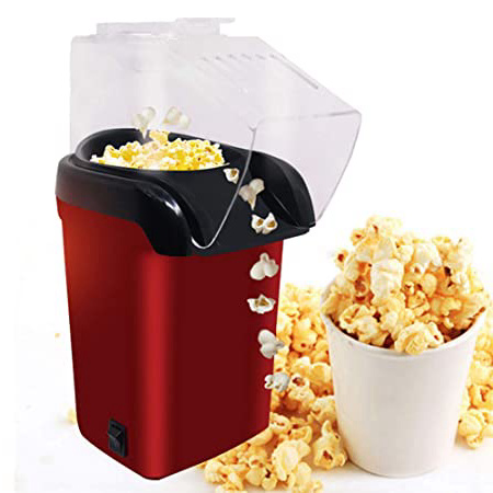 LKSIING Máquina de Palomitas de Maíz Palomitero Casero Portatil 1200W Mini Máquina de Palomitas de Maíz Cocinar Palomitas sin Aceitemateral Segura sin BPA-Rojo
