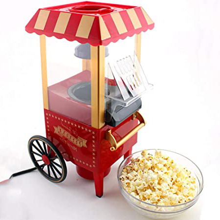 LKSIING Popcorn Machine Retro Palomitero Pop Corn Maker Aire Caliente Sin Grasa Aceita Retro Máquina Fácilmente Hacer