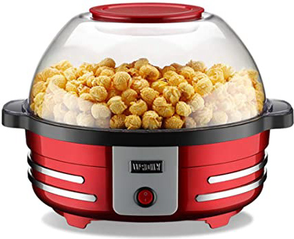 LKSIING Máquina de Palomitas de Maíz Multifuncional Retro Palomitero Dosificadora Superficie de Calentamiento Antiadherente Se Puede Usar como Barbacoa Rojo