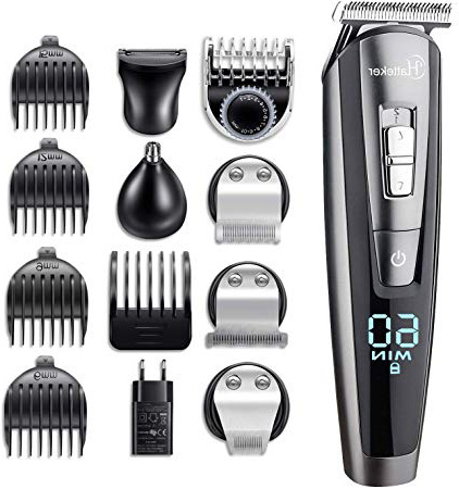 Hatteker Barbero Electrico Cortapelos Profesional Hombre Cortador Pelo Cortadora de Pelo Recargable Máquina de Afeitar Recortadora Barba y Precisión Impermeable 5 en 1