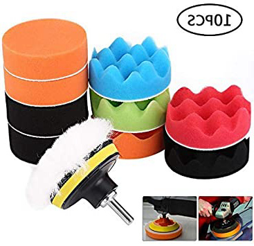 Voarge Esponja pulidora para coche, juego de discos de pulido de 3 pulgadas, para máquina pulidora, broca, adaptador, pulidora, juego de 11 unidades