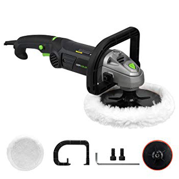 Pulidora de Coche, GALAX PRO 1200W Velocidad 1000-3000RPM Máquina de Pulir Electrónico lijadora, 180mm Almohadilla de Lana, D-Mango Desmontable, Comienzo Suave para Pulir Autos, Botes y Muebles