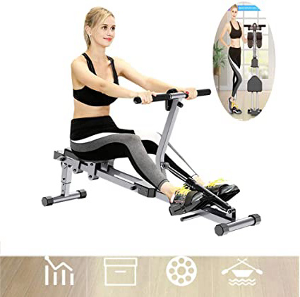 Lhlbgdz Máquina de Remo Plegable de Interior con 12 Equipos de Gimnasio de Entrenamiento de Gimnasio de Rowe de Resistencia Ajustable en casa
