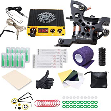 DragonHawk Beginner Tattoo Kit 1 Pro Tattoo Machine Gun Power Supply Starter Set K4EUYMX