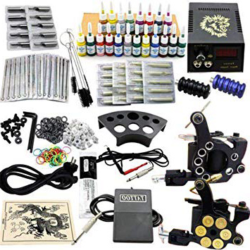 Tattoo equipos del Tatuaje Completo 2 Maquina de Tatuaje, Profesional del tatuaje completo kit 2 ametralladoras de 20 colores/tinta tintas tatuaje de la aguja de la máquina Set