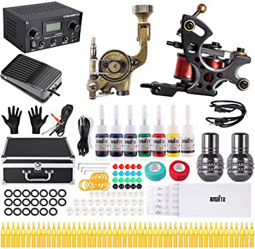 Stigma Kit de Tatuaje Completo Profesional Maquina para Tatuar Rotativa Pistola Bobina Maquina con Maletin Fuente de Alimentacion Grips Tubos Tintas Pedal