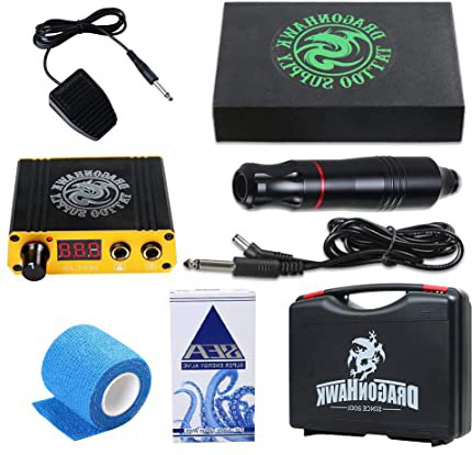 Dragonhawk Cartridge Tattoo Machine Kit Pen Rotary Tattoo Machine Cartridge Needles Power Supply for Tattoo Artists DML-5