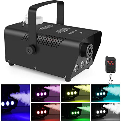 MVPOWER 500 W Mini Máquinas de Humo , Máquinas de Humo con Control Remoto [nalámbrico y Lulz de Colores, Máquina de Humo para Fiestas, Bodas, Fiestas en el Teatro y Efectos de DJ de Club, 350 ml
