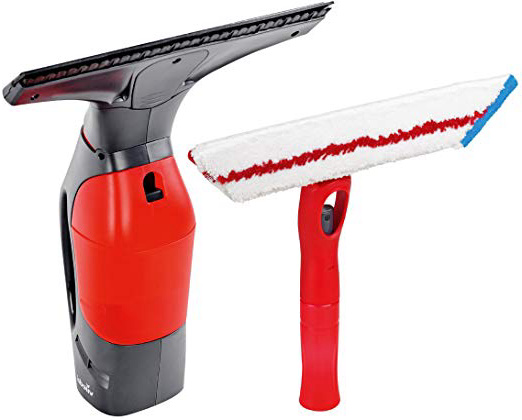 Vileda Windomatic Power Set - Aspirador de ventanas y mopa microfibras con spray, limpiacristales con cuello flexible y pulverizador con mopa, extra potencia, medidas 17.5 x 12 x 32 cm, rojo y negro