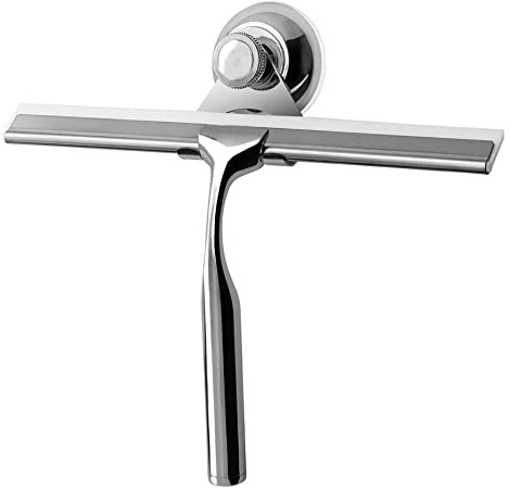 Limpiacristales Ducha Zindoo Extractor de baño y Ducha Borrador Acero Inoxidable Limpiacristales con colgador de pared Baño Borrador 25x17 cm (LxW)
