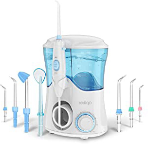 Irrigador Dental Professionale con 8 Boquillas Multifuncionales, Apiker Irrigador Bucal con Capacidad de 600ml, 10 Ajustes de Presión del agua, Limpieza Dientes, Aprobado por la FDA