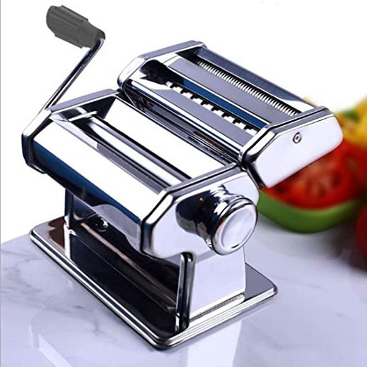 Eloklem Máquina para Hacer Pasta, Máquina de Cortador de Pasta Fresca, Acero Inoxidable - Ajuste de Espesor para Tallarines, Espagueti, Tagliatelle, Fettuccine y Lasaña (Plata)