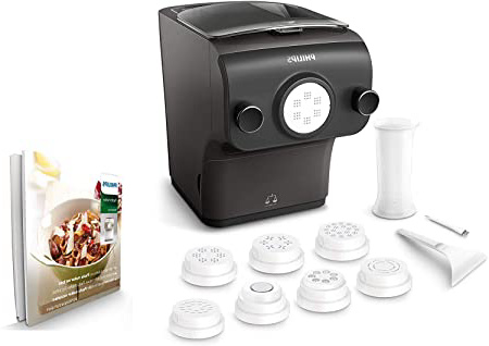 Philips HR2382/15 - Máquina para Hacer Pasta Fresca en Menos de 10 Min, Tecnología de Peso Automático, Capacidad para 600 g, 8 Variedades de Pasta, Color Negro