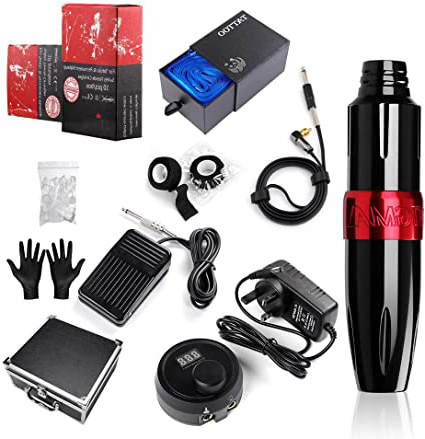 Stigma Tattoo Kit de Tatuaje Rotativa Pluma Maquina de Tatuaje 20pcs Cartuchos de Tatuaje Digital Fuente de Poder Cubiertas Desechables Grip Vendaje Caja de Aleación de Aluminio