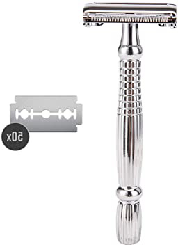 Marca Amazon - Solimo Maquinilla de doble filo clásica con 50 cuchillas