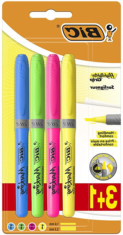 BIC Highlighter Grip Subrayadores Fluorescentes