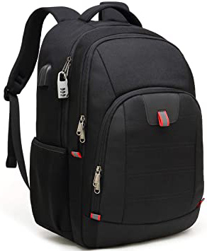 Mochila Antirrobo Impermeable, Mochila Portátil Hombre 17.3 Pulgadas Puerto USB Impermeable Trabajo Ordenador Viaje Negocio Multifuncional Daypacks Negro