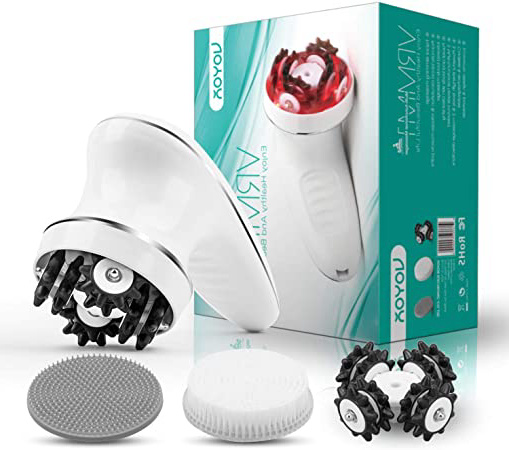 VOYOR Masajeador Anticelulítico Eléctrico Celulitis Masajeador Set Masajeador Celulitis para Rostro Mano Brazo Cuello Pie Cuerpo, 3 Cabezas Muti-funcionales, Impermeable IPX7, Sin Cable & Recargable