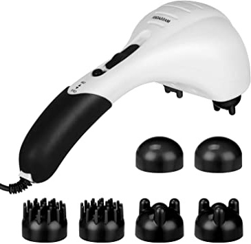 Masajeador de mano, masajeador de cuello eléctrico de cuerpo completo de doble cabeza, masaje de percusión de tejido profundo para cuello, hombro, espalda, pierna, pie