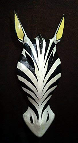 Madera Mascara zebra Áfricana, pintada blanco y negro, 30 cm por 11 cm ancho, pared