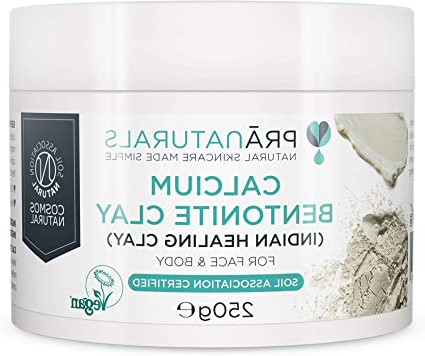 Mascarilla de arcilla bentonita, 250 g, limpieza profunda de los poros de la piel, máscara de arcilla en polvo puro, 100% orgánica, antiedad, de la marca Pranaturals