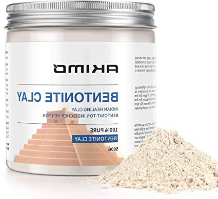 AKIMO Máscara facial natural de arcilla bentonita - Arcilla curativa india Limpieza profunda del poro de la piel Polvo puro activo, 500g
