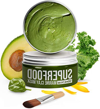 Mascarilla con Aguacate y Superalimentos - Dermatológicamente probado y hipoalergénico - Exfoliante facial para eliminar puntos negros y espinillas - Limpieza Facial de Arcilla Blanca - Face Mask cara