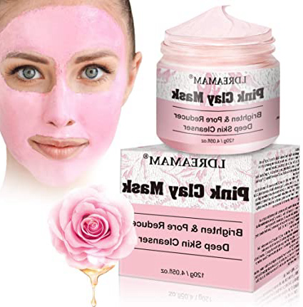 Mascarilla de arcilla rosa, Mascarilla facial de hidratante, Mascarilla Purificante e Exfoliante, Desintoxicación, limpieza profunda y refinación de poros para piel sensible, acné, eccema