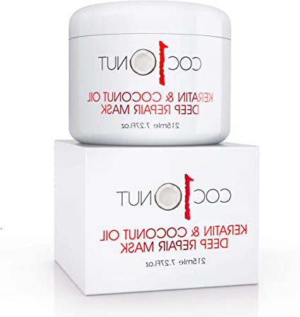 Mascarilla capilar de reparación intensa con queratina y aceite de coco - Tratamiento intensivo acondicionador para pelo seco y dañado - 215 ml