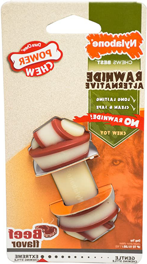 Nylabone Hueso con Nudo Extreme Alternativo al Cuero - Juguete masticable para higiene Dental de los Perros - Sabor a Ternera - Grande - para Perros de hasta 11 kg