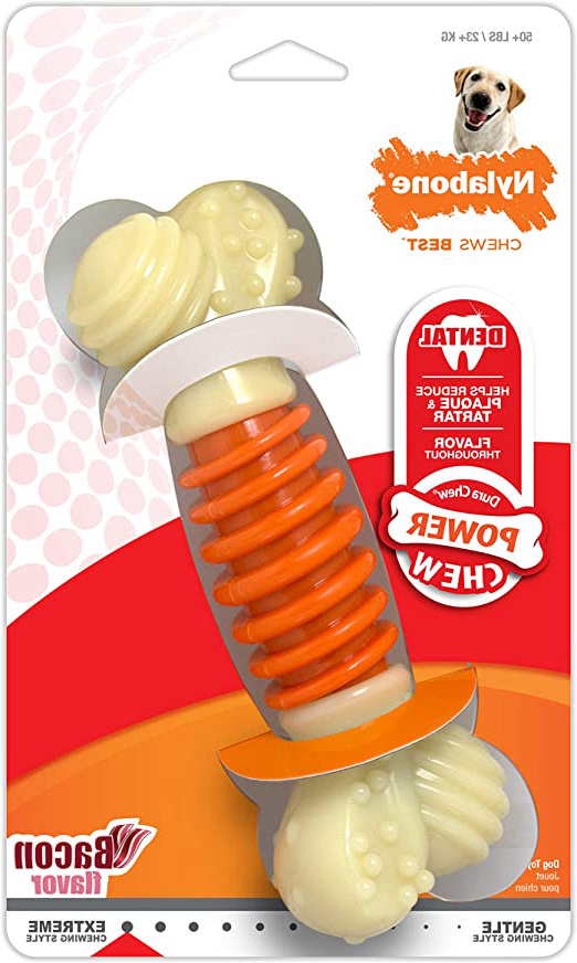 Nylabone Hueso masticable Doble de la Gama Extreme Juguete masticable para la higiene Dental de los Perros | Sabor a beicon | Grande | para Perros de hasta 23 kg