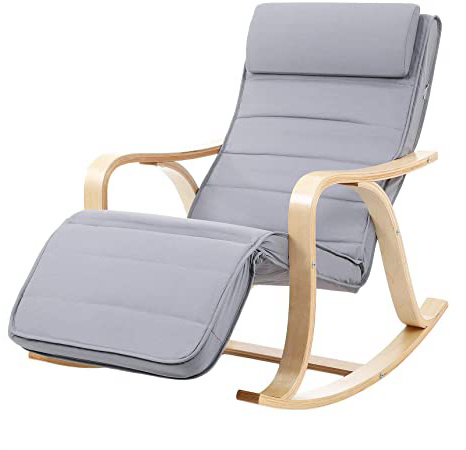 SONGMICS Mecedora, Sillón Tumbona, Madera
