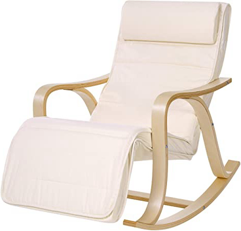 SONGMICS Mecedora, Sillón Tumbona, Madera