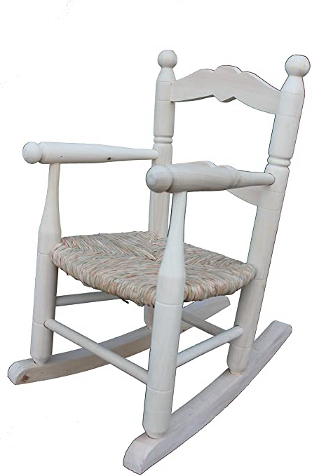Sillas y Mesas Peña Mecedora Infantil Asiento Enea. Madera Natural para Pintado.
