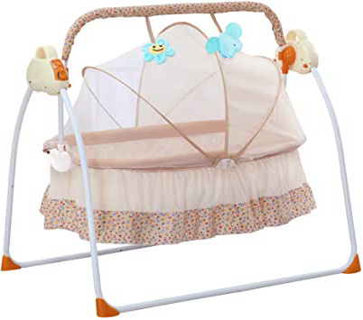 SANPLO Cuna eléctrica Columpio para bebé Cama cuna automática Cuna recién nacida mecedora Multifunción Música cuna infantil (amarillo)