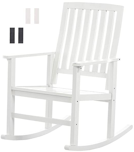 CLP Silla Mecedora Galway de Madera de Abedul I Mecedora con 96cm de Altura I Mecedora Relax I Mecedora de Salón I Color: Blanco