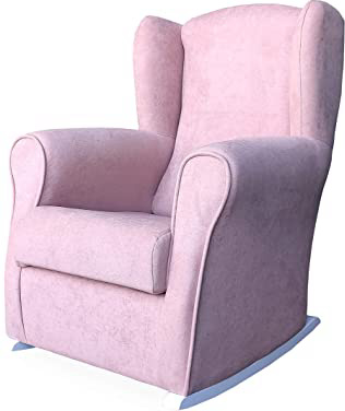 Butaca Lactancia Rodero o mecedora- Tela Antimanchas (Acualine). Medidas: 96 * 74 * 78 cm. Ideal para amantar y balancear al bebe para dormirlo.… (rosa)