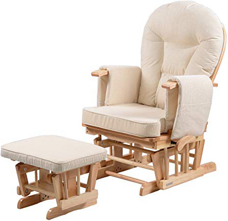 Silla mecedora de maternidad Sereno Nursing Glider con bloqueo de deslizamiento y escabel ... (Natural)